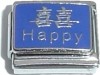 Happy - blue background chinese words 9mm Italian Charm